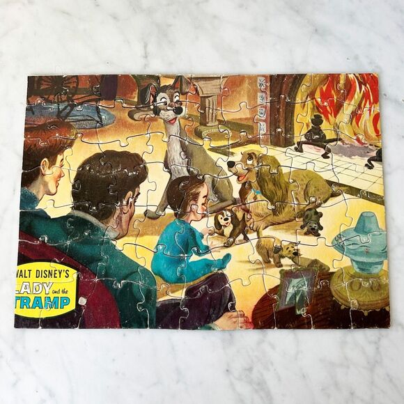 Vintage 1950s Lady and the Tramp Kids Puzzle 60+ Pieces Jaymar - Complete - Picture 3 of 7